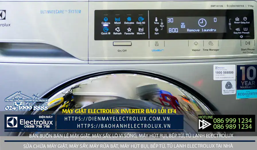 Máy giặt Electrolux báo lỗi Ef4