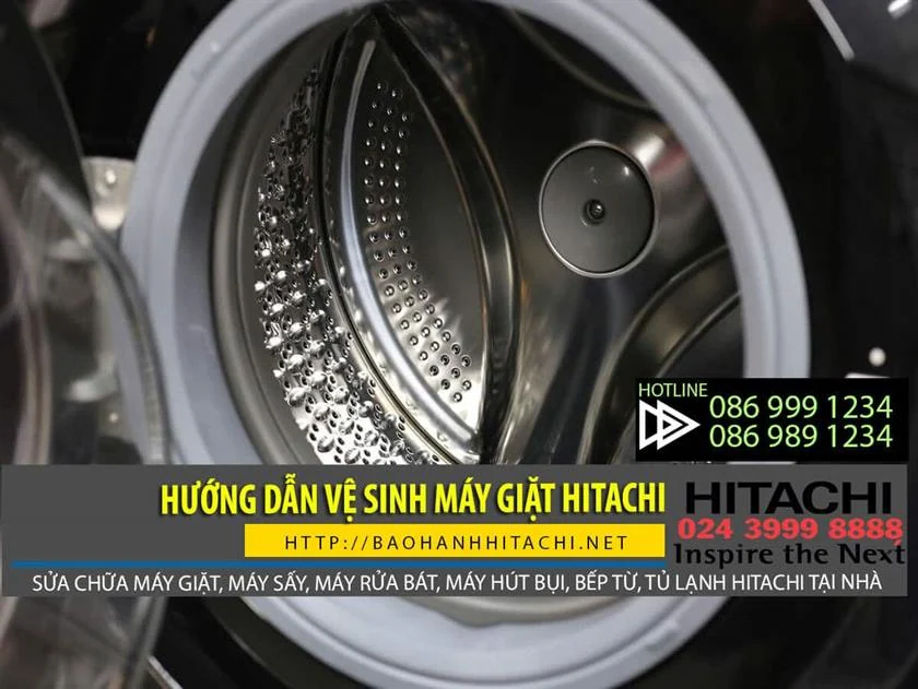Bện trong lồng máy giặt Hitachi, con lăn quay và bộ phận làm sạch, hướng dẫn vệ sinh máy giặt Hitachi, sửa chữa máy giặt tại Nguyễn Dương.