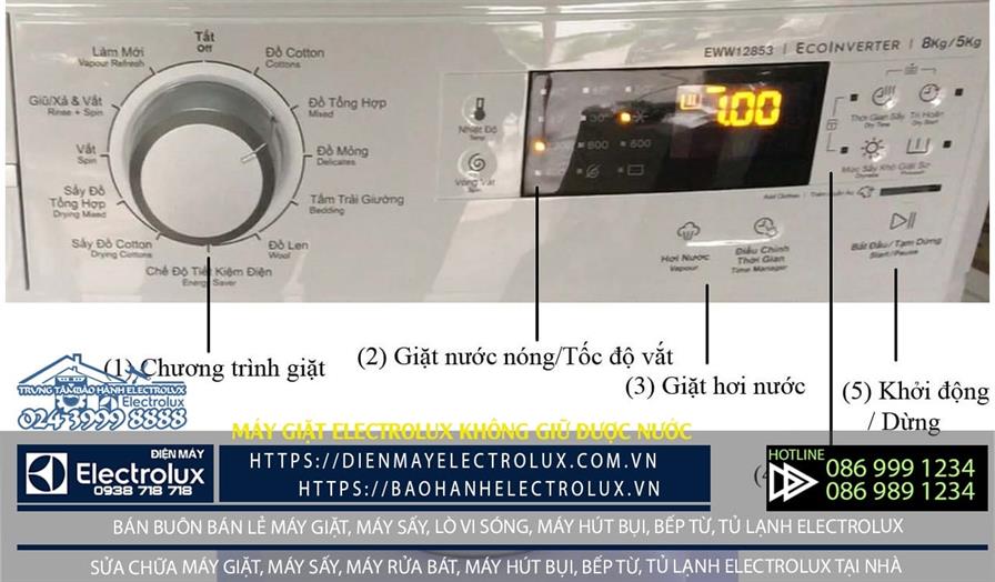 Máy giặt electrolux không giữ được nước