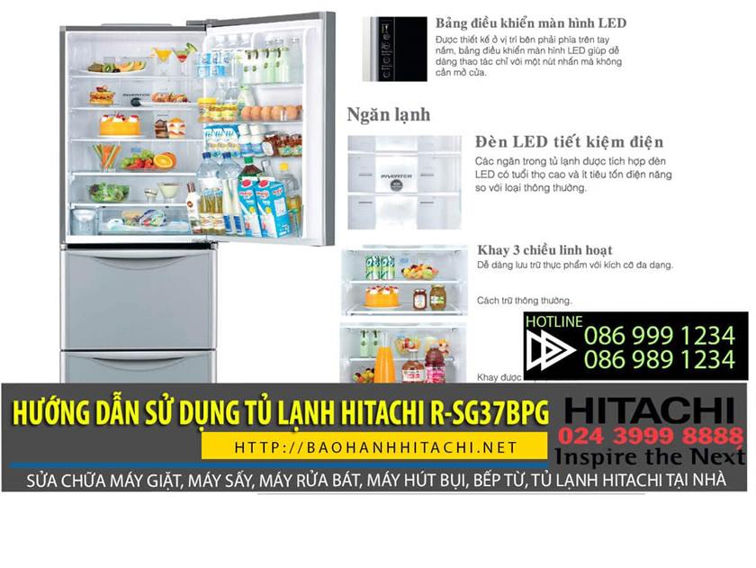 Hướng dẫn sử dụng tủ lạnh Hitachi R-SG37BPG, dịch vụ bảo hành Hitachi, sửa chữa, lắp đặt tủ lạnh Hitachi tại nhà, số điện thoại hỗ trợ nhanh, phù hợp cho người dùng tìm kiếm dịch vụ chính hãng.