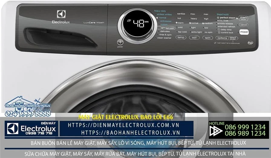 Máy giặt Electrolux báo lỗi e66