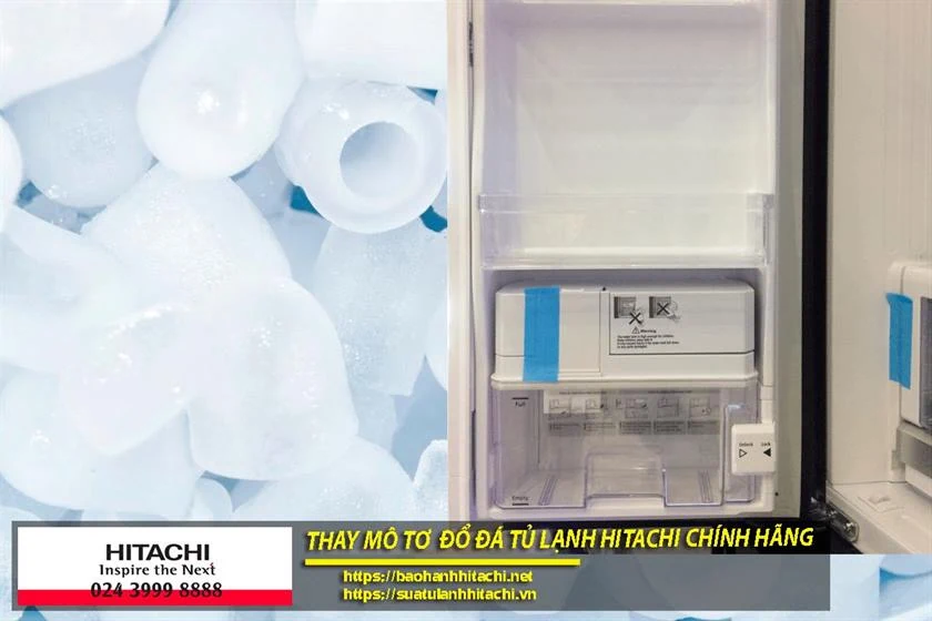 Thay mô tơ đổ đá tủ lạnh Hitachi