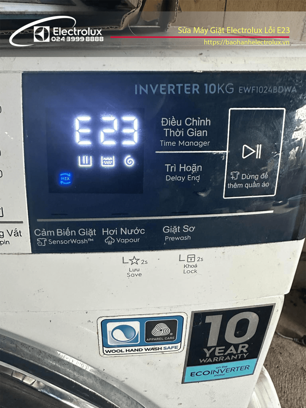 Máy giặt Electrolux báo lỗi E23