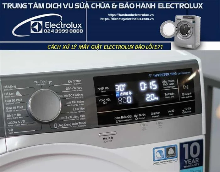 Máy giặt Electrolux báo lỗi e71