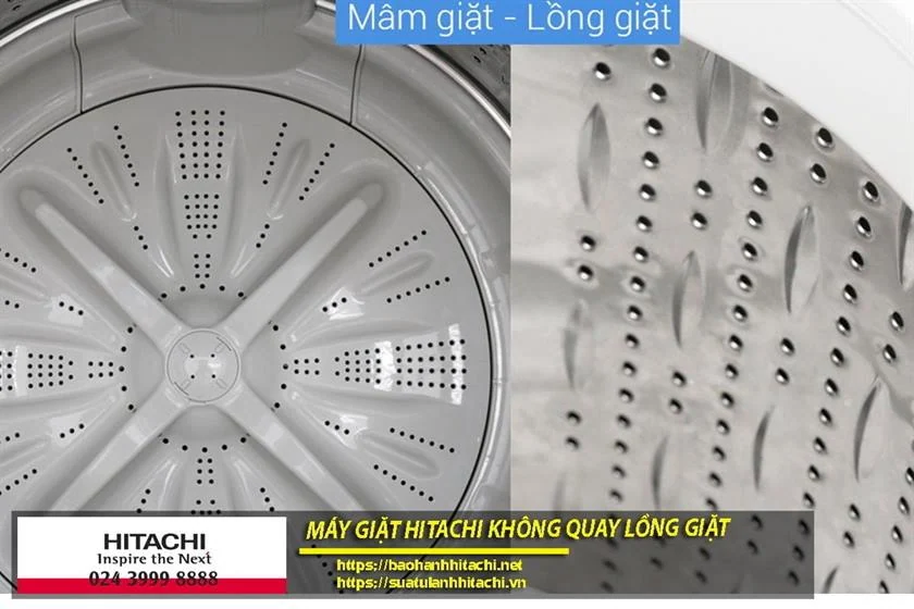 Bảo trì, sửa chữa máy giặt Hitachi không quay lồng, bộ phận lồng giặt và mâm giặt chính hãng, dịch vụ chuyên nghiệp, hỗ trợ nhanh chóng tại trung tâm bảo hành Hitachi.