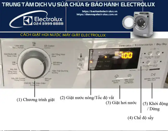 Cách giặt hơi nước máy giặt Electrolux