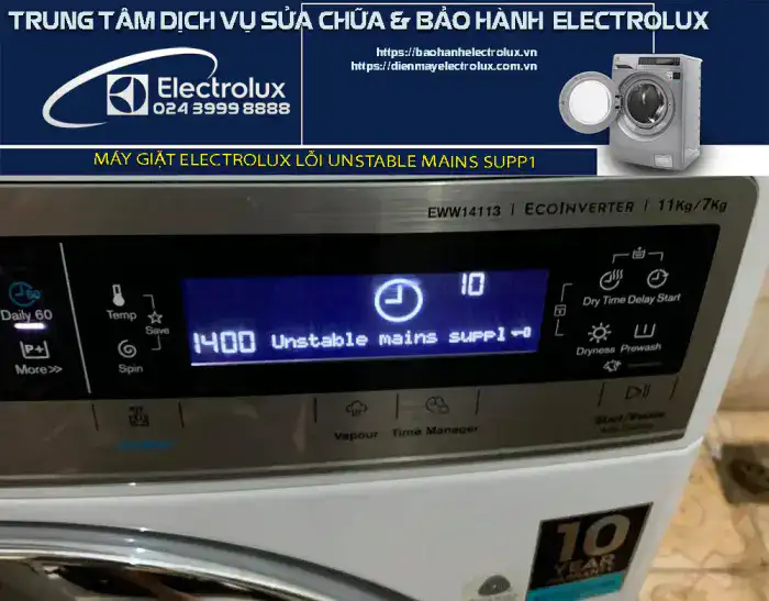 Máy giặt Electrolux lỗi unstable mains supp1