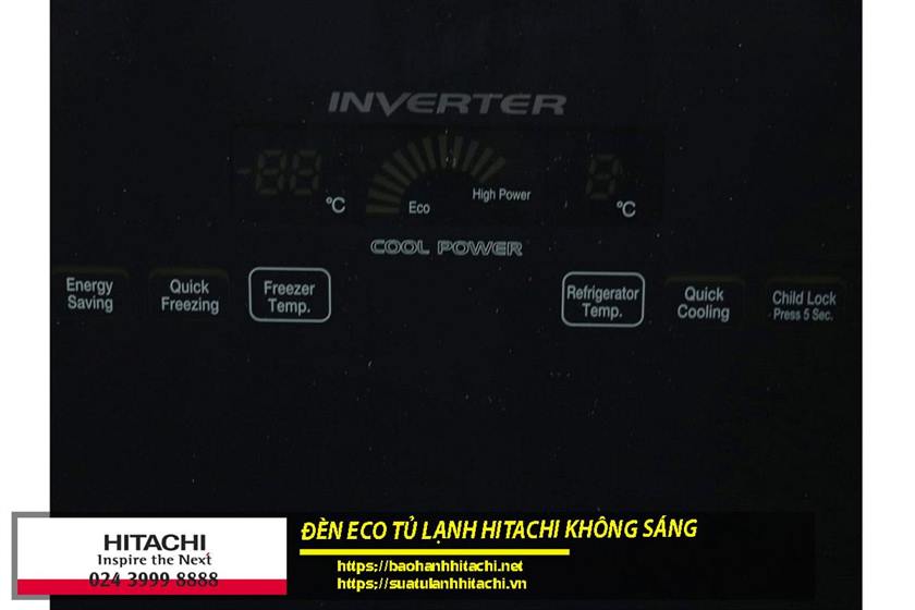 Đèn Eco tủ lạnh Hitachi không sáng