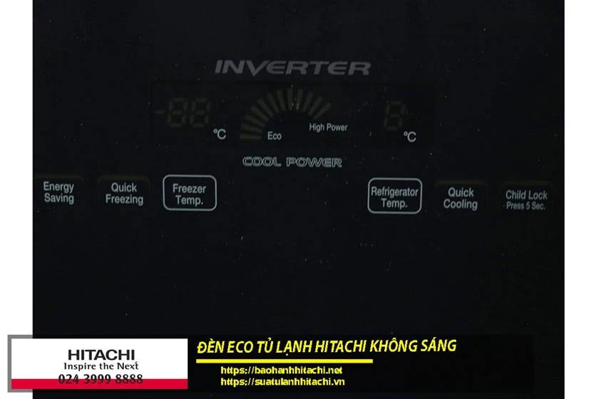 Đèn Eco tủ lạnh Hitachi không sáng