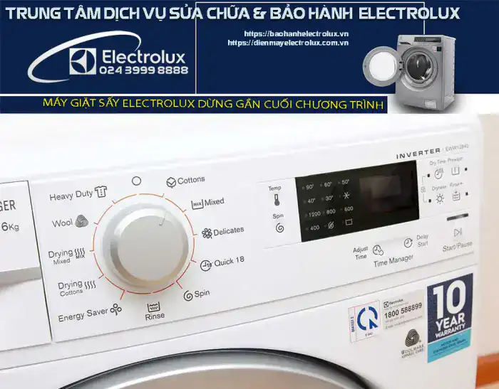 Máy giặt sấy Electrolux dừng gần cuối chương trình