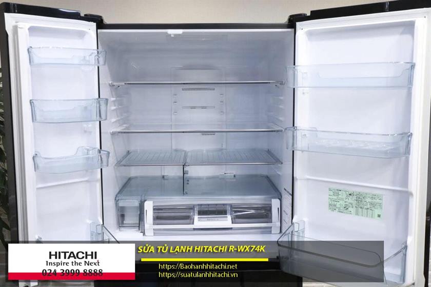 Tủ lạnh Hitachi chính hãng bảo hành nhanh, dịch vụ sửa chữa uy tín. Liên hệ số điện thoại 0988 177 888 hoặc 024 3999 8888 để được hỗ trợ sửa tủ lạnh Hitachi R-WX74K, đảm bảo hoạt động ổn định.