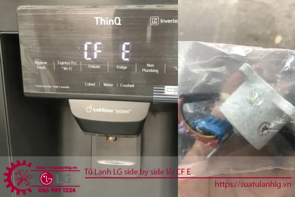 Lỗi CF E trên tủ lạnh LG side by side, nguyên nhân và cách sửa lỗi CF E hiệu quả. Dịch vụ sửa tủ lạnh LG uy tín, nhanh chóng tại Nguyên Dương, bảo hành lâu dài, cam kết chất lượng.