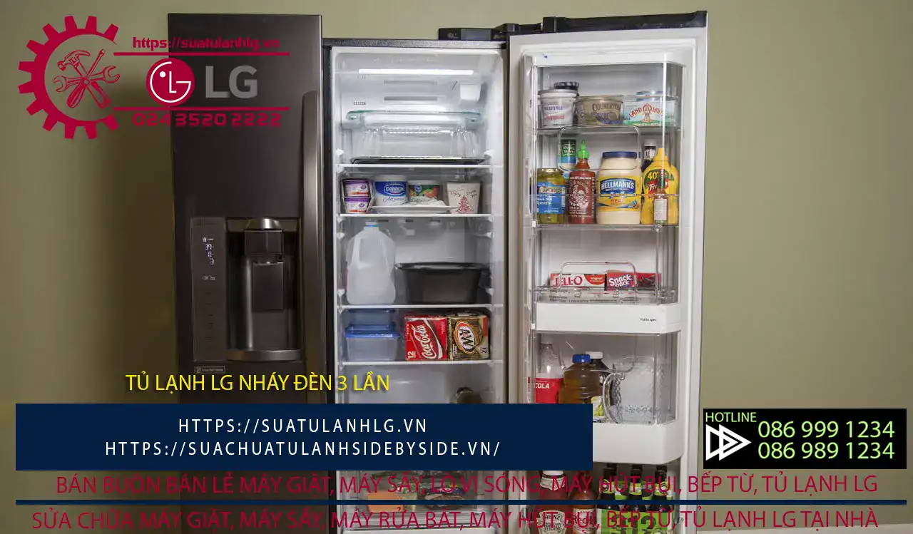 Tủ lạnh LG có đèn LED 3 lần, dung tích lớn, hiệu quả tiết kiệm điện năng, phù hợp để bảo quản thực phẩm gia đình.