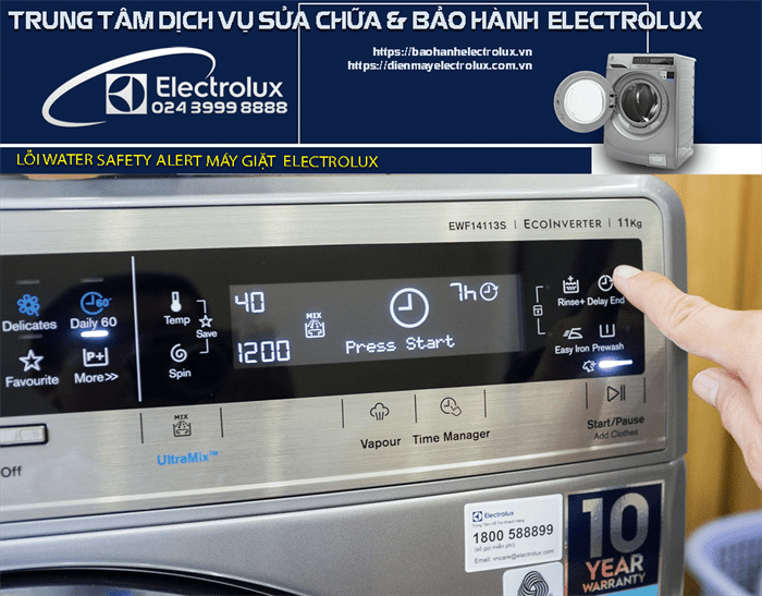 Lỗi water safety alert máy giặt Electrolux