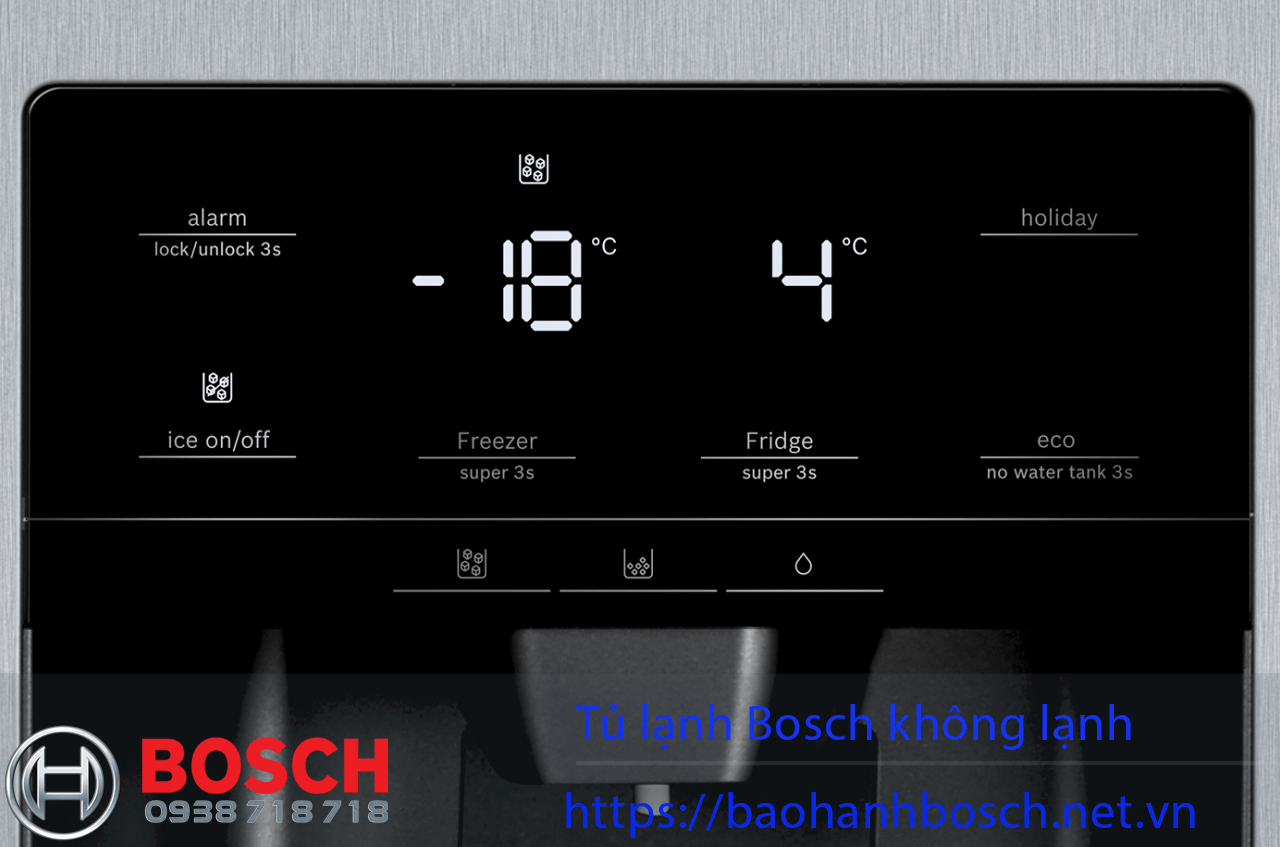 Điều khiển tủ lạnh Bosch không lạnh, hình ảnh bấm nút chỉnh nhiệt độ, thiết bị bảo hành Uy tín Bosch tại Việt Nam.