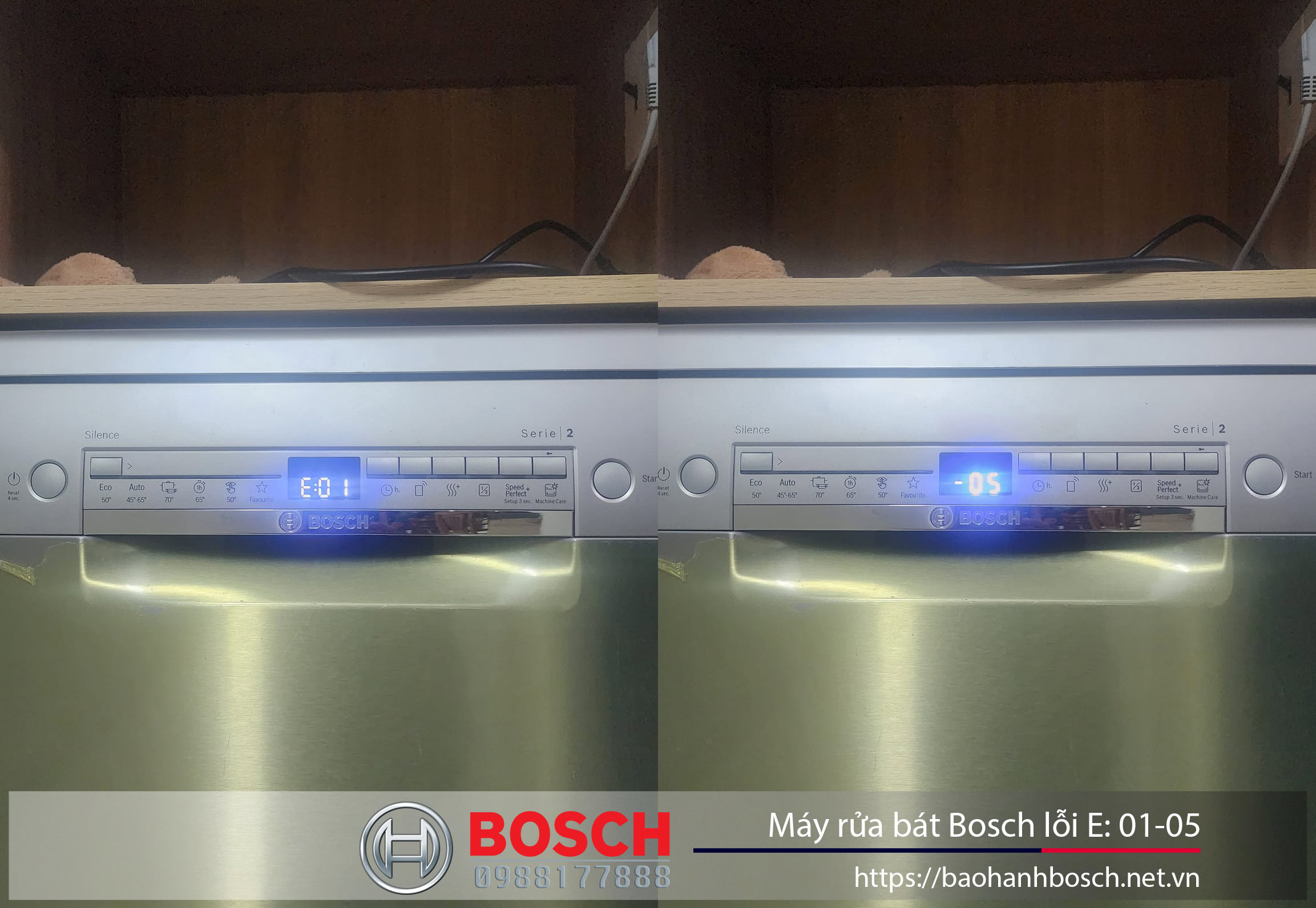 Máy rửa bát Bosch báo lỗi E:01-05