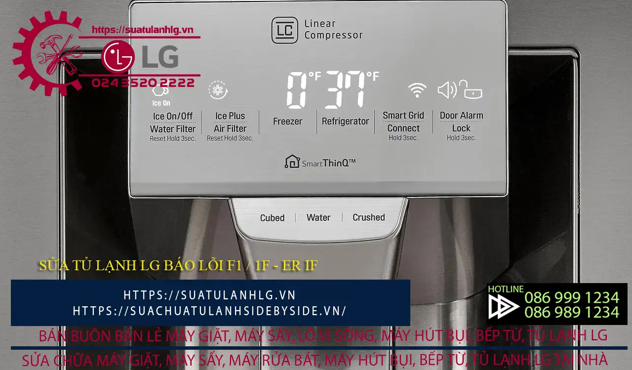 LG refrigerator error F1, F-ER, or IF repair guide and troubleshooting by Bao Hanh LG. Expert tips for fixing LG washing machines, dryers, dishwashers, and refrigerators with common faults and maintenance solutions.