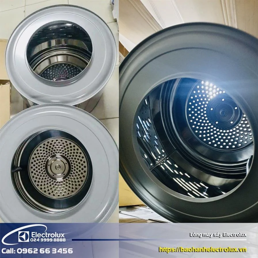 Lồng giặt máy sấy Electrolux bằng thép không gỉ, thiết kế chắc chắn, bền bỉ, phù hợp cho các dòng máy sấy quần áo cao cấp, giúp đồ khô nhanh và tiết kiệm điện năng.