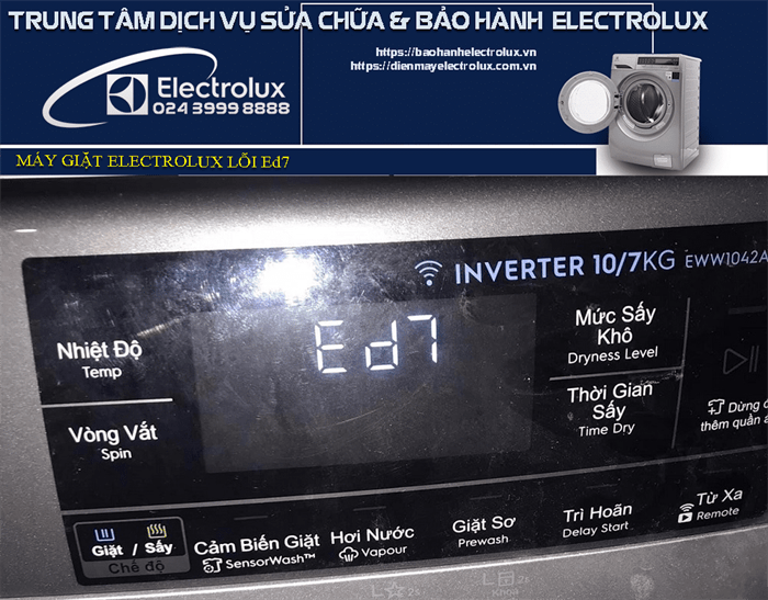 Máy giặt Electrolux báo lỗi Ed7