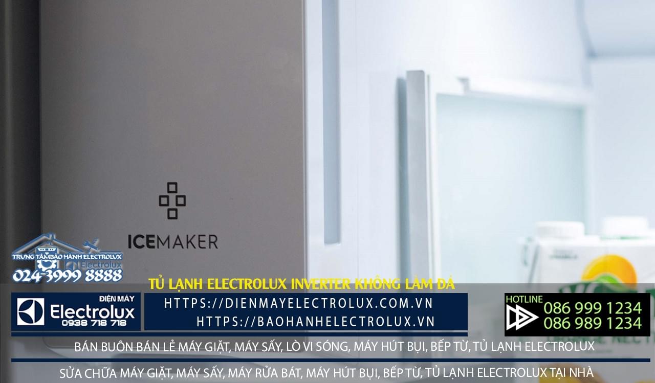 Refrigerator with Electrolux inverter technology and ice maker for samsung warranty services in Vietnam.