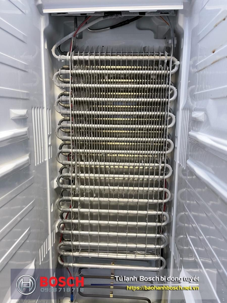 Cooling system evaporator coil inside a refrigerator for Samsung appliances at Bao Han Bosch Vietnam.