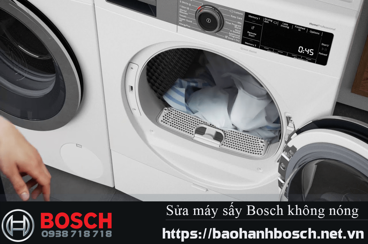 Lồng giặt máy sấy Bosch không nóng, kiểm tra và sửa chữa tại Trạm dịch vụ Bosch chuyên nghiệp, đảm bảo an toàn và nâng cao tuổi thọ thiết bị.