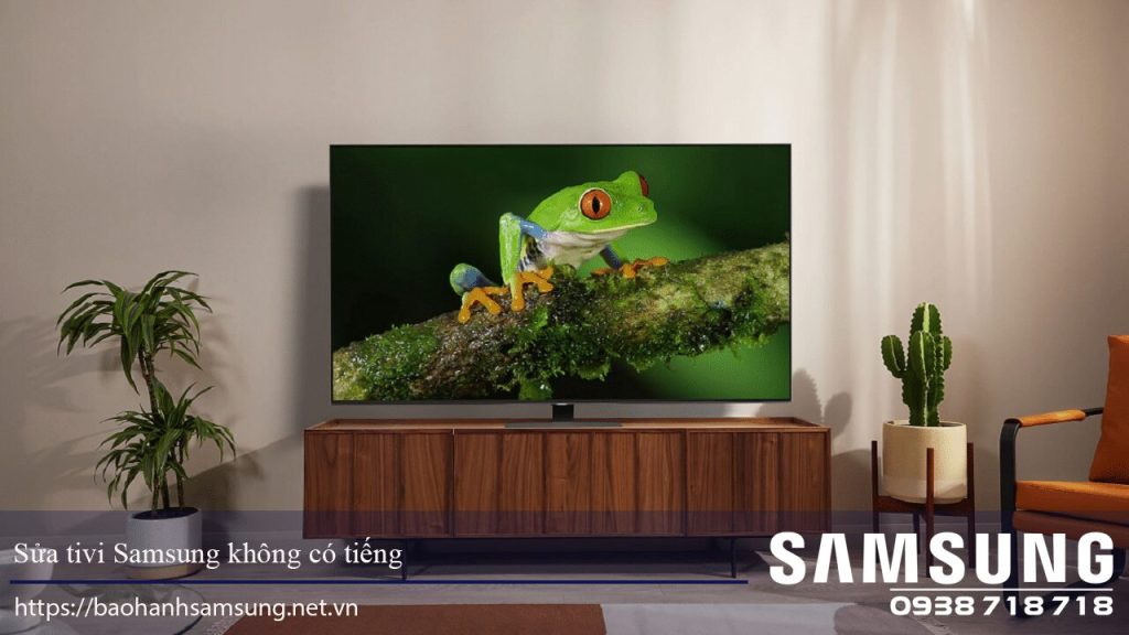 Ảnh TV Samsung treo tường đẹp, rõ nét, không có tiếng, phù hợp trang trí phòng khách hiện đại, chất lượng hình ảnh sắc nét, dễ xem phim, thể hiện đẳng cấp gia đình.