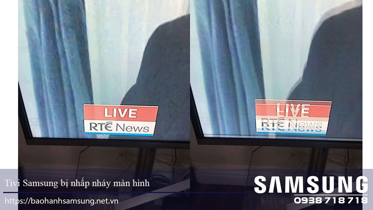 Lớp màn hình TV Samsung bị nhấp nháy, lỗi hiển thị, TV cần sửa chữa hoặc kiểm tra kỹ thuật tại Điện Tử Điện Lạnh Nguyên Dương.