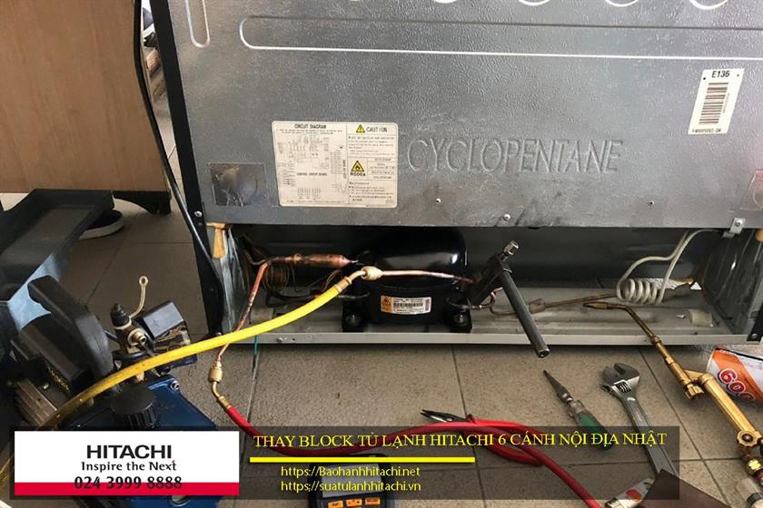 Thay block tủ lạnh Hitachi 6 cánh nội địa Nhật