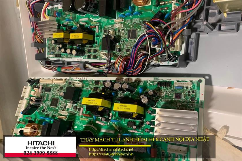 Thay mạch tủ lạnh Hitachi 6 cánh nội địa Nhật