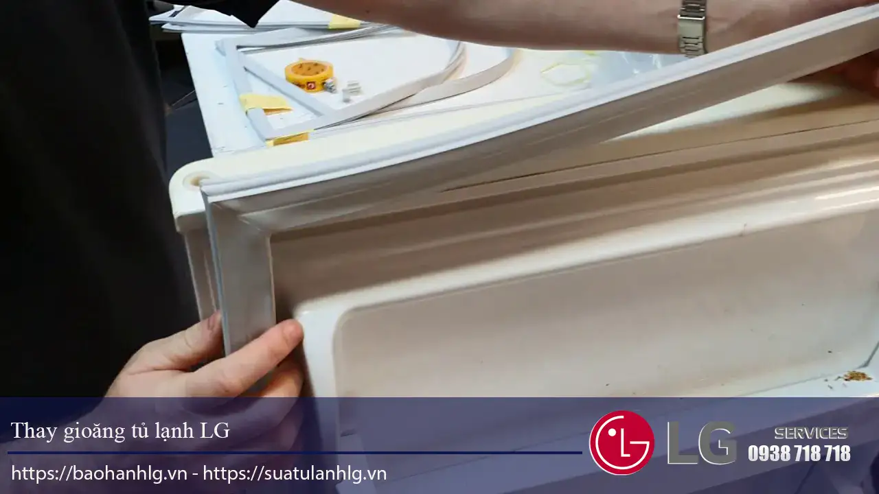 Replacement LG fridge door seal or gasket for optimal preservation of cooling efficiency. Expert LG refrigerator door gasket replacement services for durable performance.
