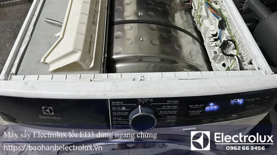 Máy sấy Electrolux lỗi ED3 dừng ngang chừng