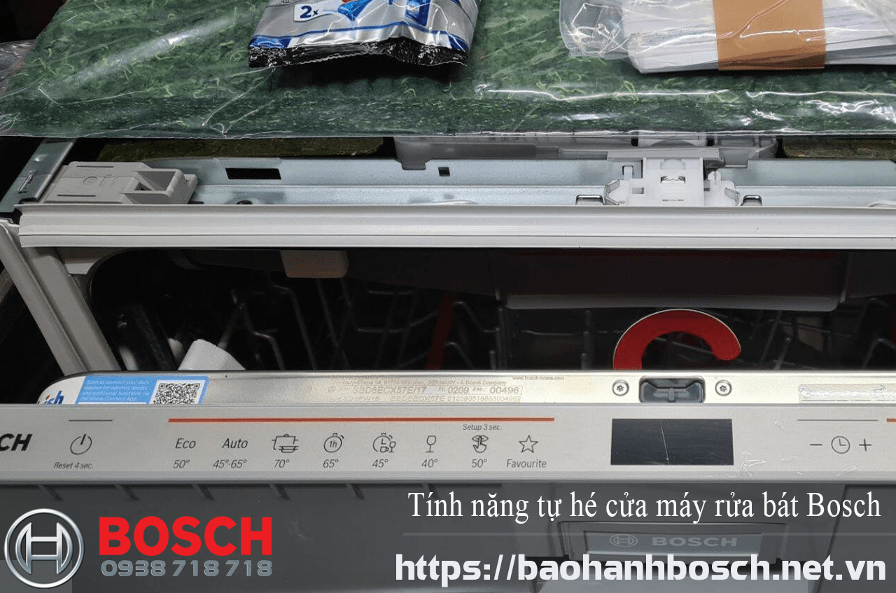 tính năng tự hé cửa máy rửa bát Bosch