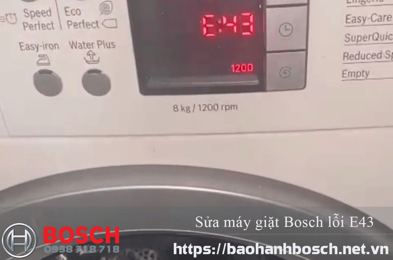 Lỗi E43 của máy giặt Bosch, hướng dẫn sửa chữa và bảo hành Uy tín Bosch tại Việt Nam. Dịch vụ sửa chữa uy tín, nhanh chóng, đảm bảo chất lượng và Uy tín.