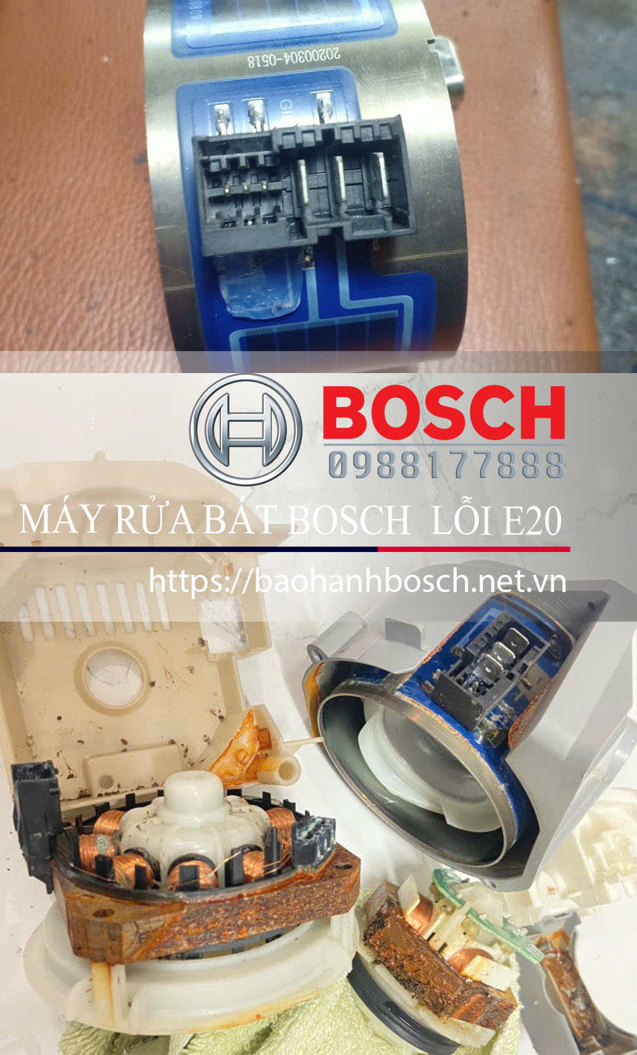 Máy rửa bát Bosch lỗi E20 do vòng nhiệt hỏng