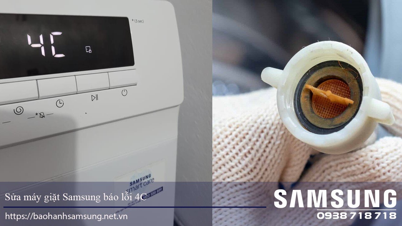 Faulty Samsung washing machine showing error 40C, need repair or part replacement. Expert Samsung repair service in Vietnam, reliable warranty, fast support for Samsung appliances.