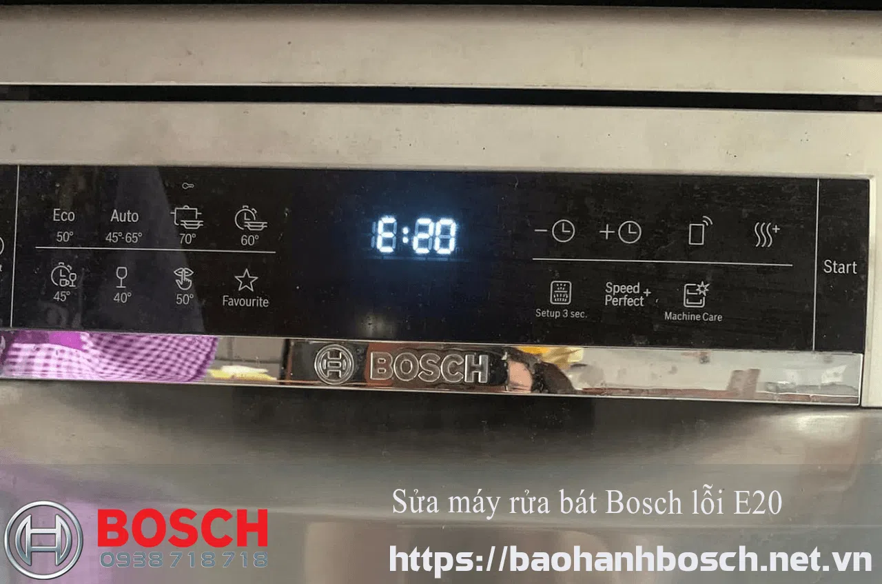 Lỗi máy rửa bát Bosch E20, sửa máy rửa bát Bosch, bảo hành Bosch Uy tín, dịch vụ sửa chữa chuyên nghiệp. Địa chỉ uy tín cung cấp linh kiện và bảo trì máy rửa bát Bosch tại Việt Nam.