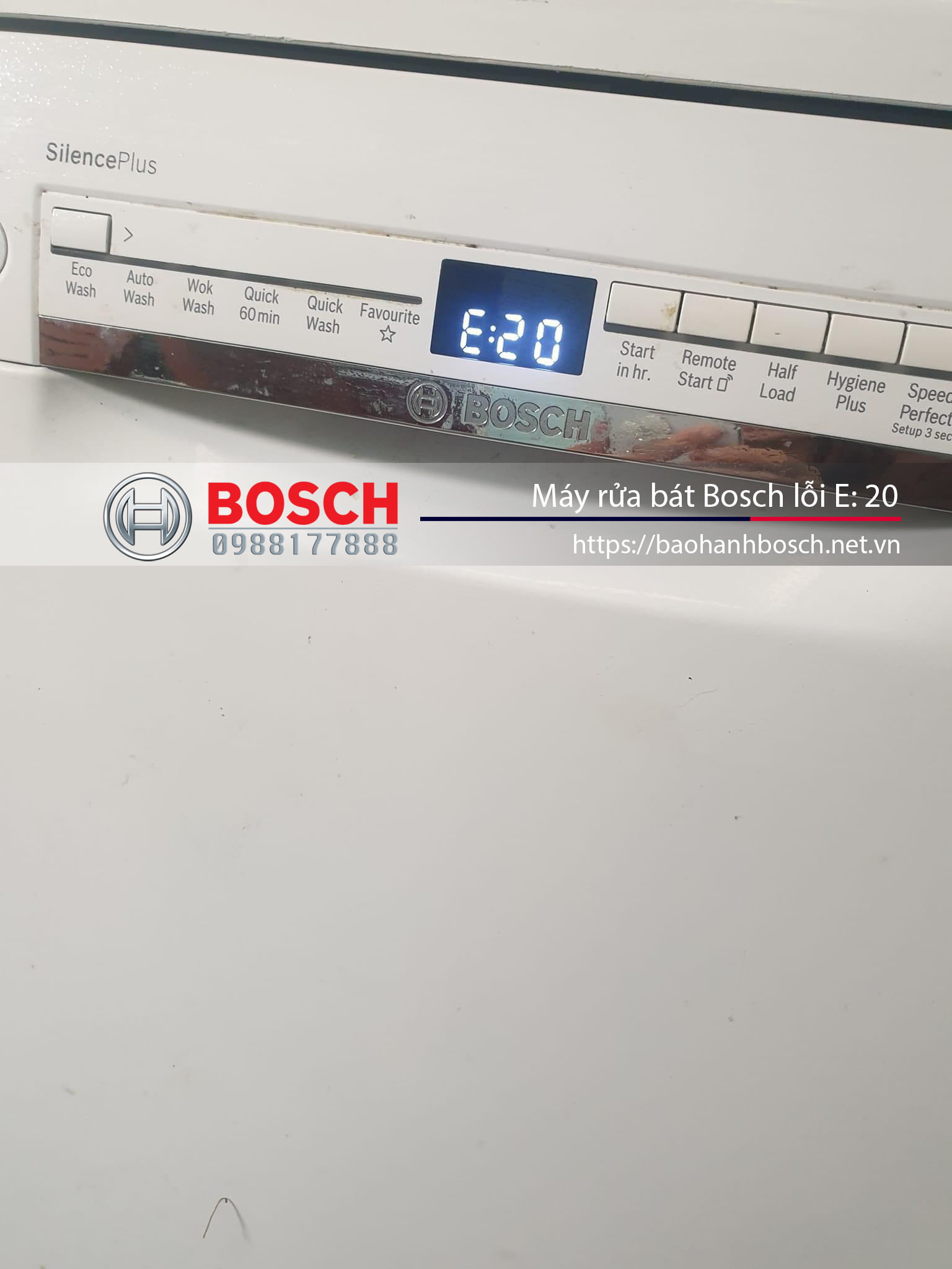 Chẩn đoán lỗi E: 20 của máy rửa bát Bosch, dịch vụ bảo hành và sửa chữa Uy tín tại https://dientudienlanhnguyenduong.vn. Tư vấn kỹ thuật và linh kiện thay thế phù hợp.