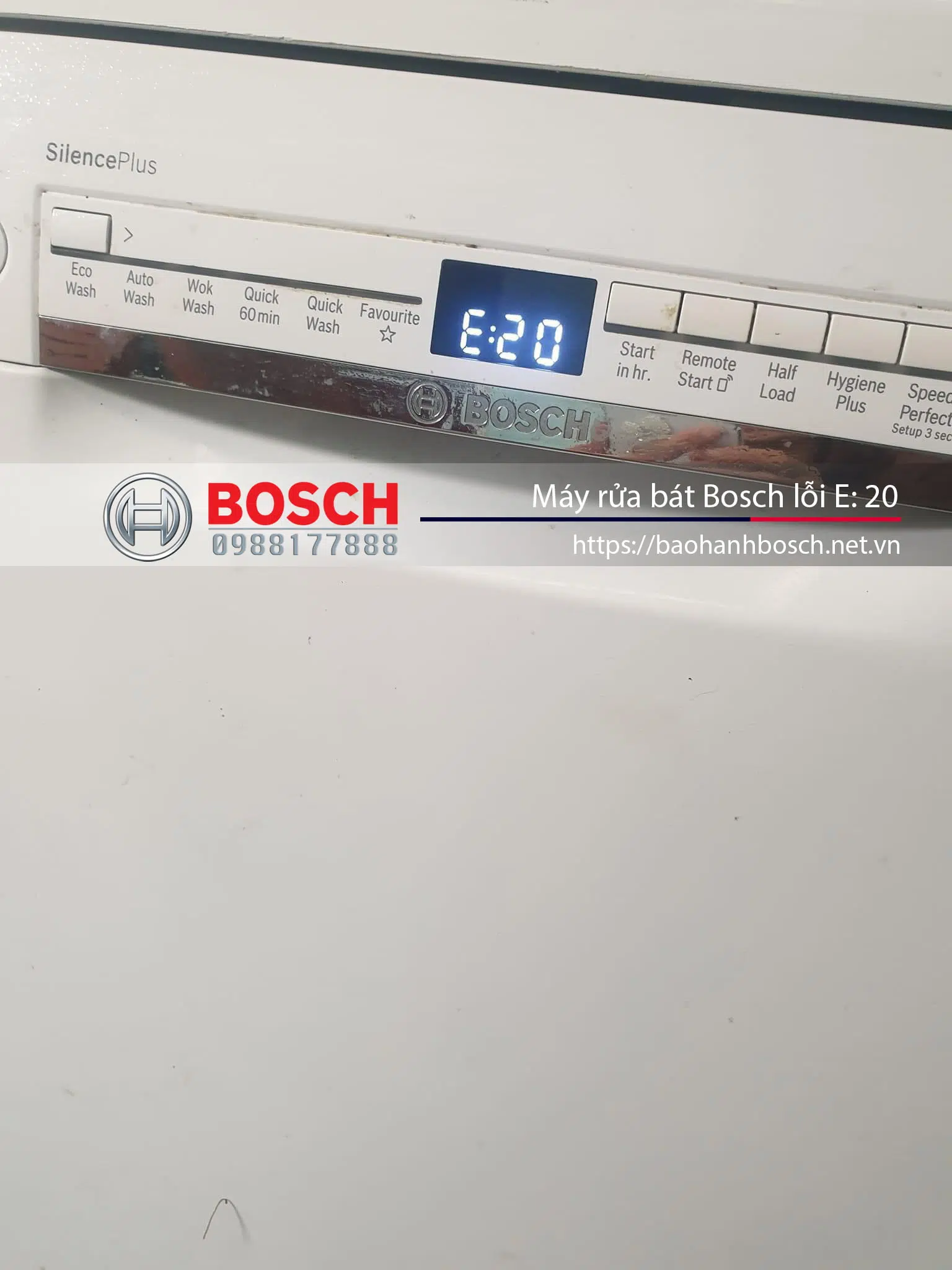 Chẩn đoán lỗi E: 20 của máy rửa bát Bosch, dịch vụ bảo hành và sửa chữa Uy tín tại https://dientudienlanhnguyenduong.vn. Tư vấn kỹ thuật và linh kiện thay thế phù hợp.