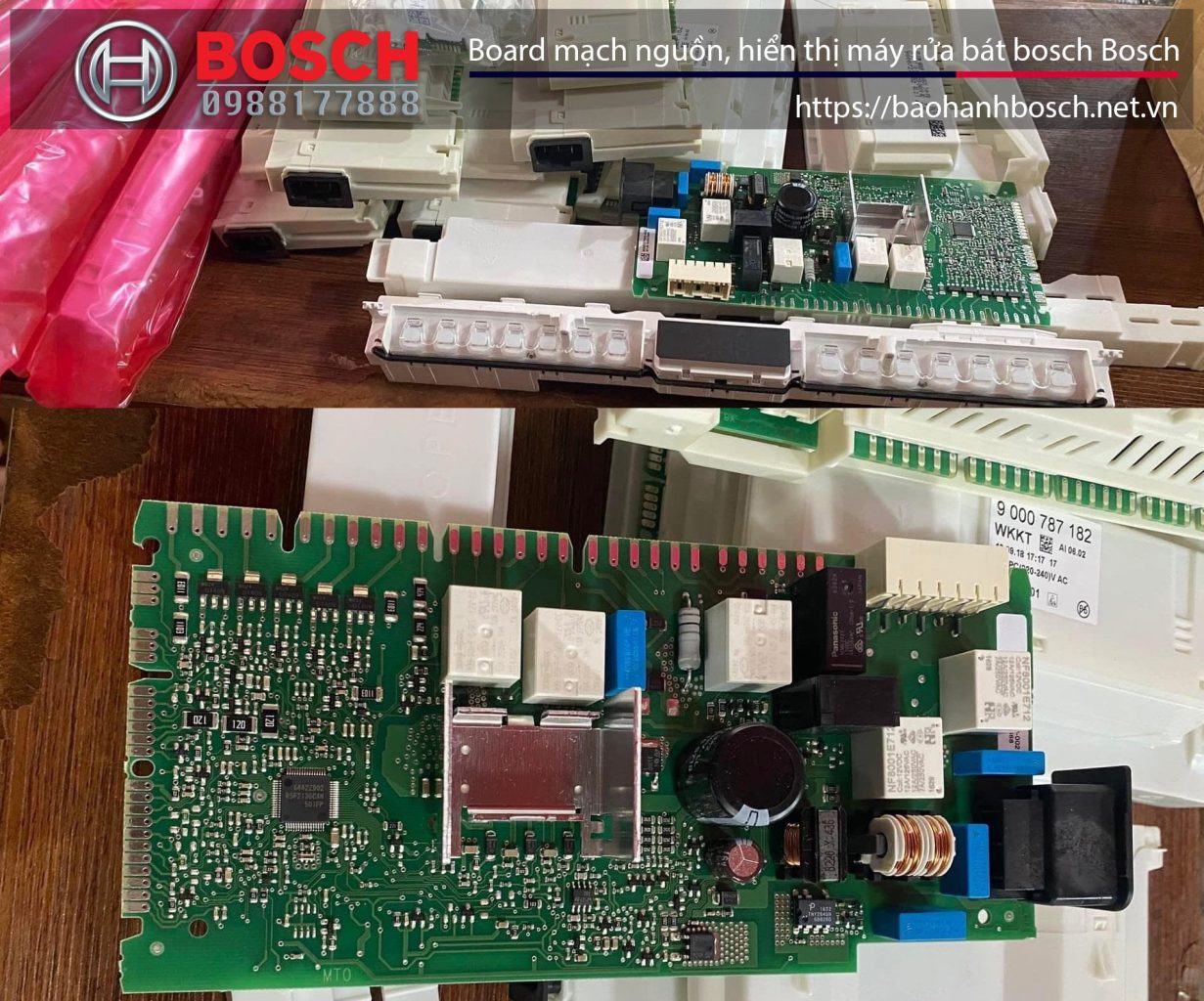 Linh kiện bo mạch nguồn dành cho máy rửa bát Bosch, phù hợp thay thế, bảo hành Uy tín Bosch.