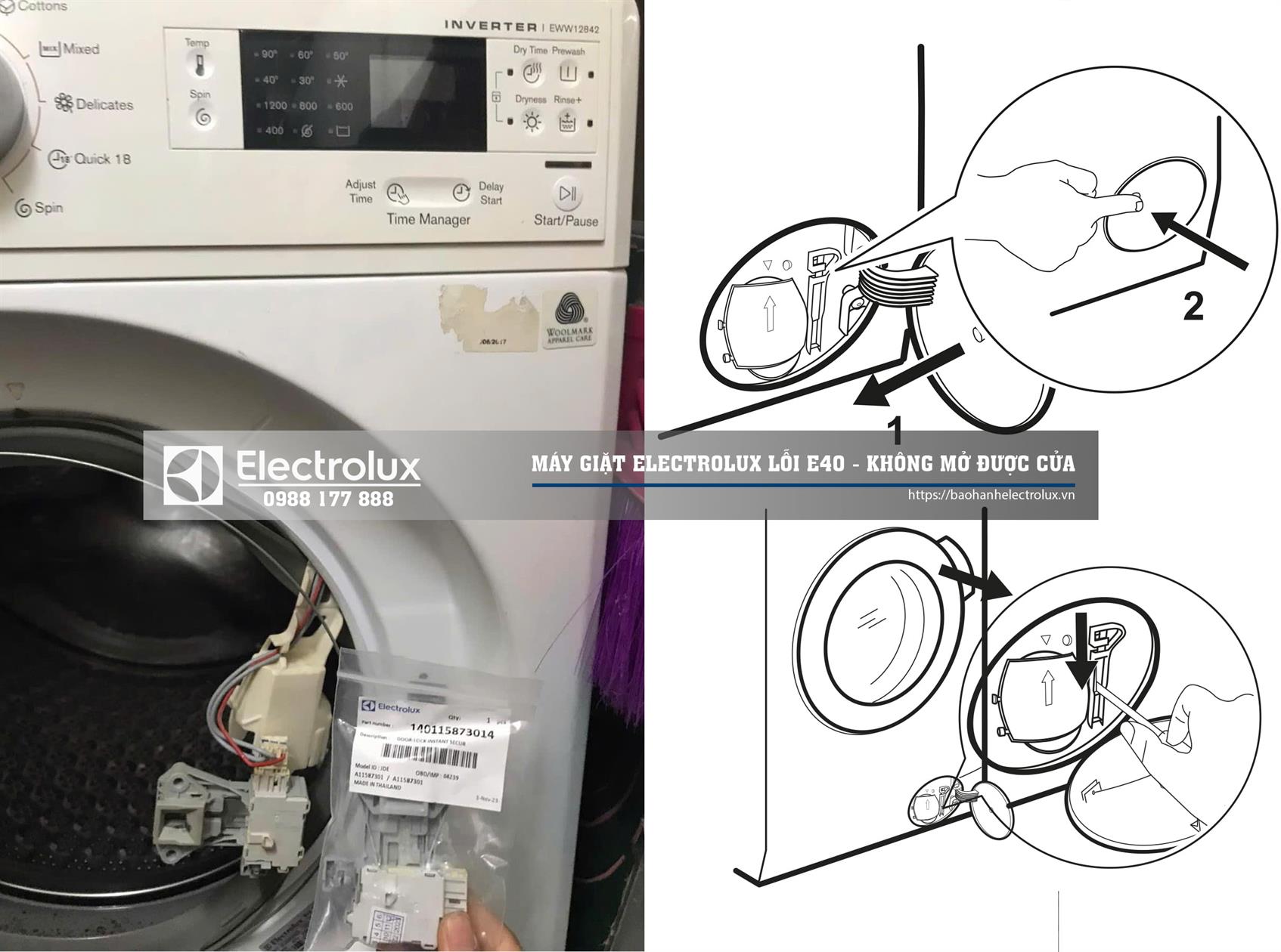 Máy giặt Electrolux không mở được cửa