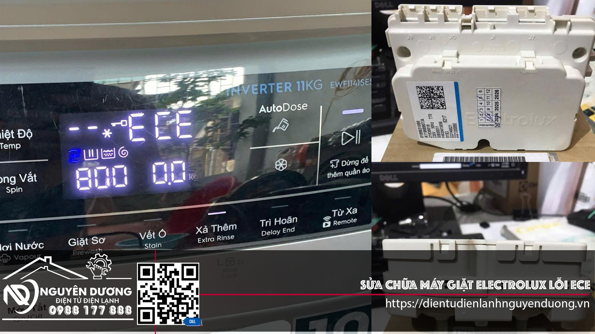 Lỗi ECE ở máy giặt Electrolux do hỏng mạch khiển hộp chia nước