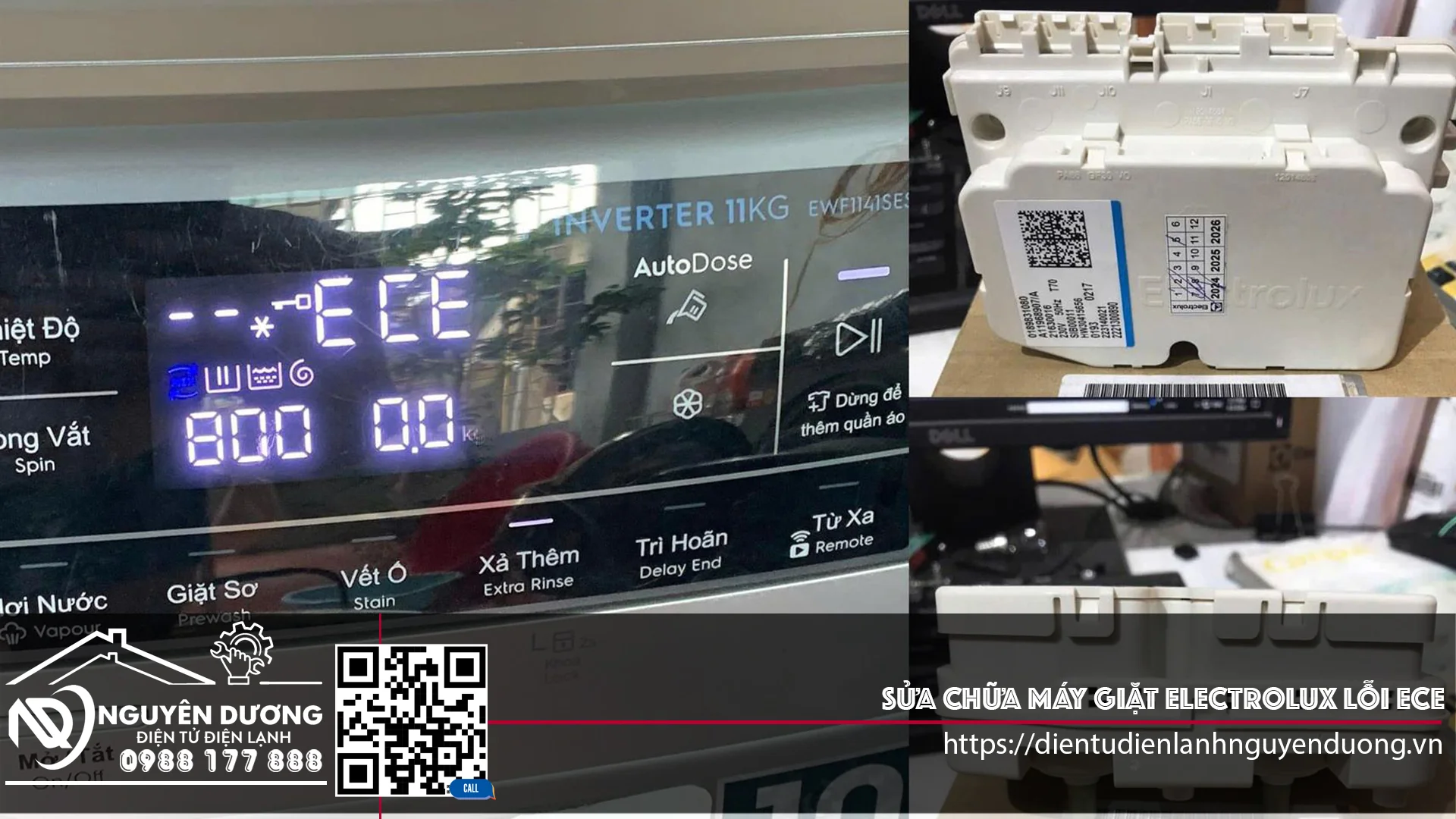 Lỗi ECE ở máy giặt Electrolux do hỏng mạch khiển hộp chia nước