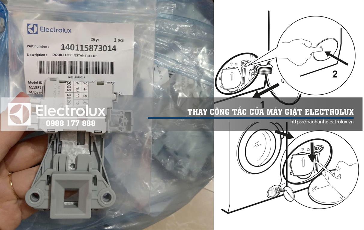 Thay khoá cửa, công tắc cửa máy giặt Electrolux