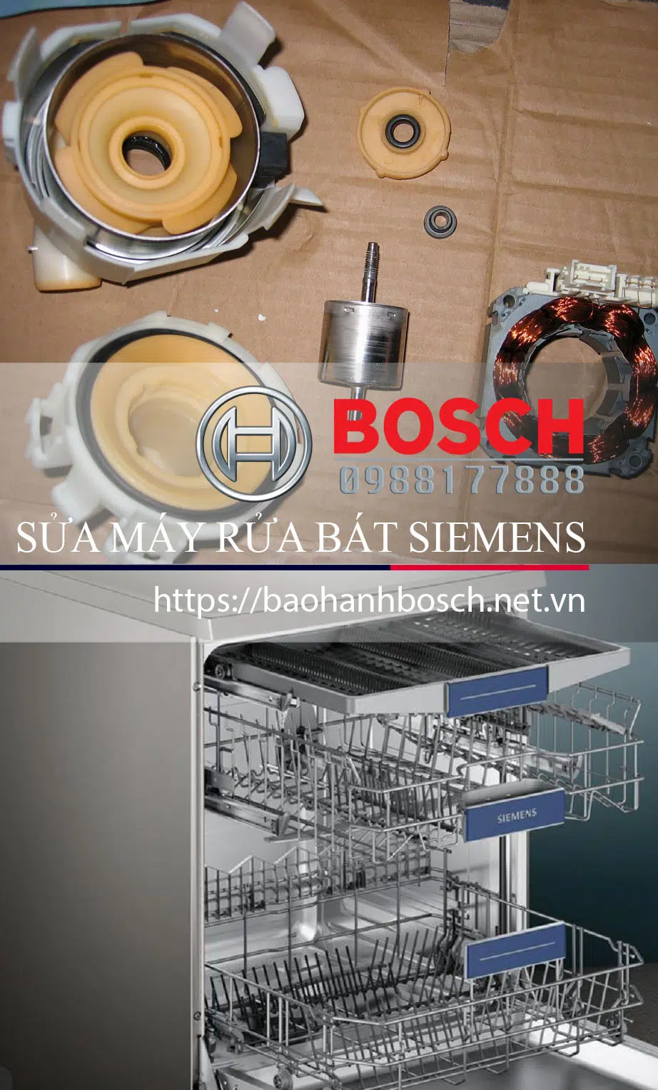 Cần thay linh kiện máy rửa bát, sửa máy rửa Siemens, vui lòng gọi: 0988 177 888