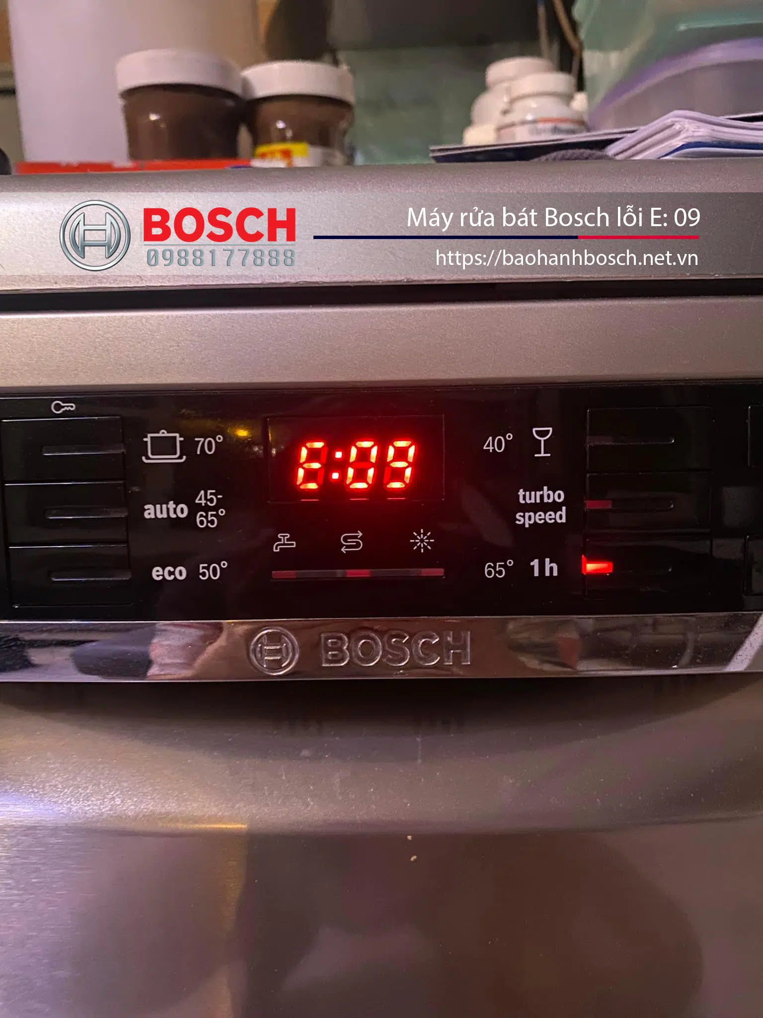 Lỗi E09 máy rửa bát Bosch