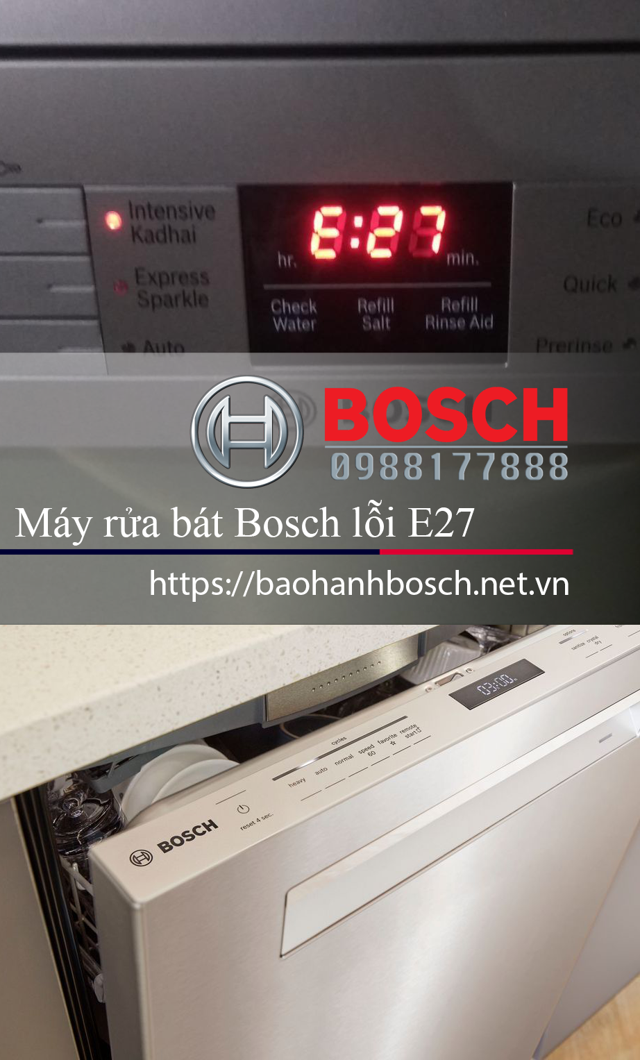 lỗi E27 máy rửa bát Bosch