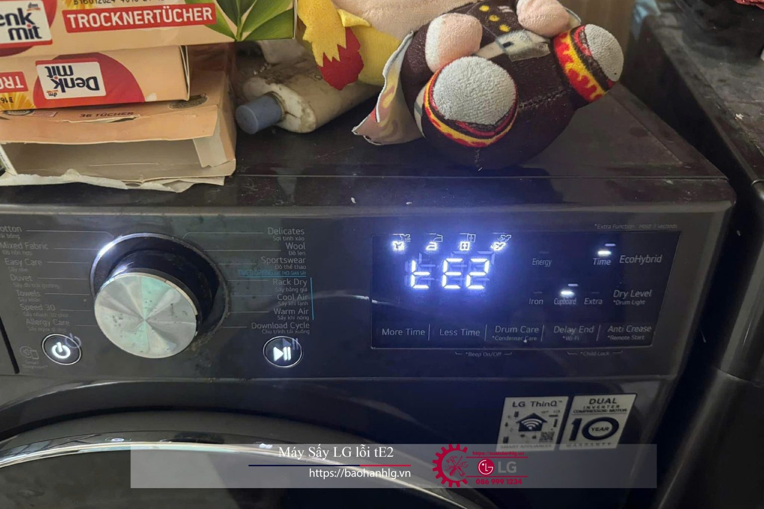 High-quality LG washing machine with error code tE2, available for repair and warranty service from Bảo Hành LG. Expert assistance for LG appliance troubleshooting and maintenance.