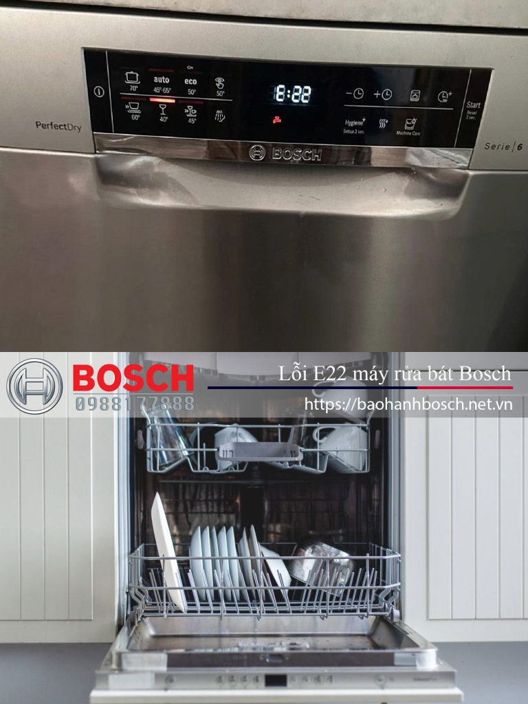 Bảo hành Bosch, dịch vụ sửa chữa máy rửa bát Bosch chính hãng tại Việt Nam. Đội ngũ kỹ thuật chuyên nghiệp, nhanh chóng khắc phục lỗi E22 máy rửa bát Bosch.
