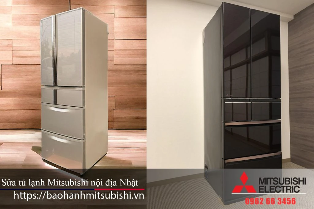 Tủ lạnh Mitsubishi Nội địa Nhật cao cấp, thiết kế hiện đại, bền bỉ phù hợp cho gia đình. Dịch vụ sửa chữa chuyên nghiệp tại Điện Tử Điện Lạnh Nguyên Dương, liên hệ 0988 177 888.